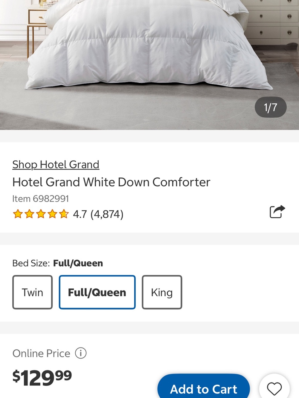 All Season White Feather & Down Comforter - King
